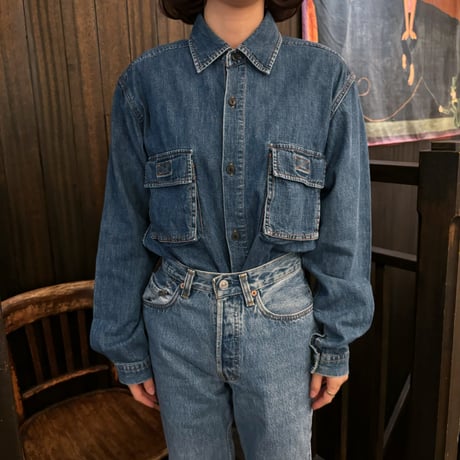 Vintage Mickey embroidery denim shirt