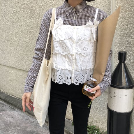 brown ginghamcheck shirt