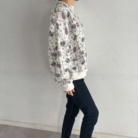 Vintage rose check pattern sweat