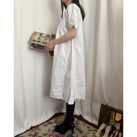Vintage monogram embroidery cotton dress