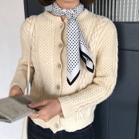 Vintage scarf【 black × white】