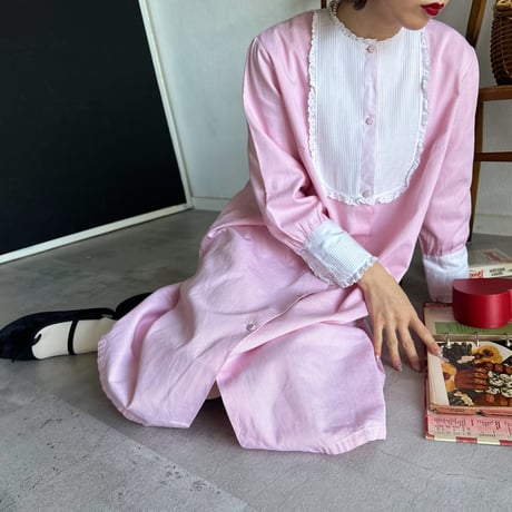 Vintage waitress pink stripe one-piece