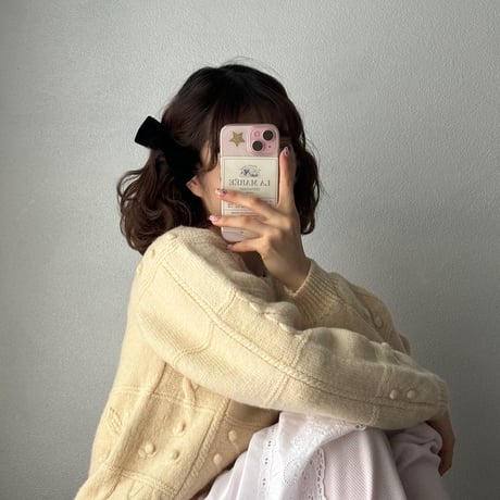 Vintage cherry embroidery short knit