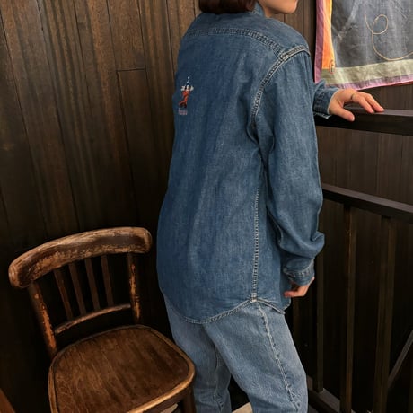 Vintage Mickey embroidery denim shirt