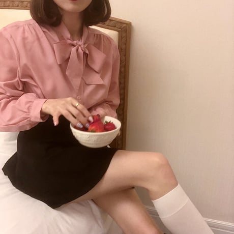 Milk pink bowtie blouse