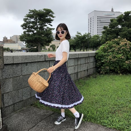 Floral cotton lace skirt