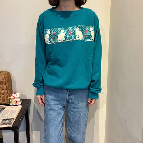 Vintage cat&heart green sweat