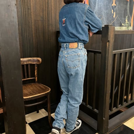 Vintage Mickey embroidery denim shirt