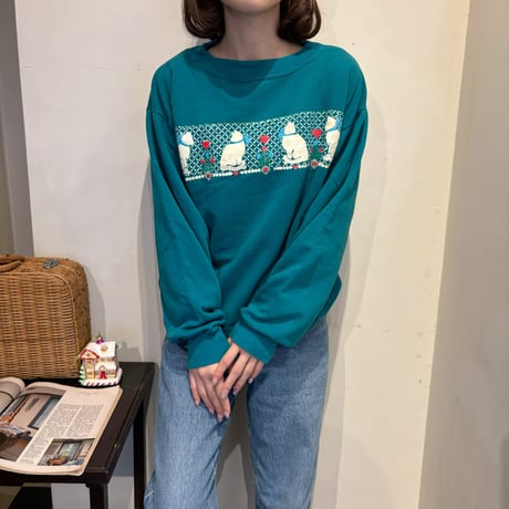 Vintage cat&heart green sweat