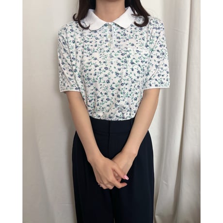 Vintage floral pattern polo shirt