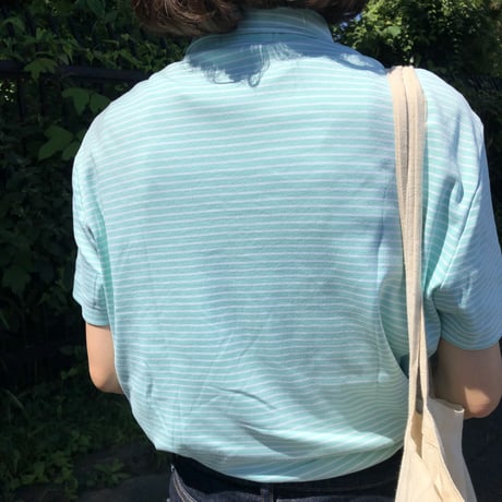 Used Polo shirt【Mint×Stripe】