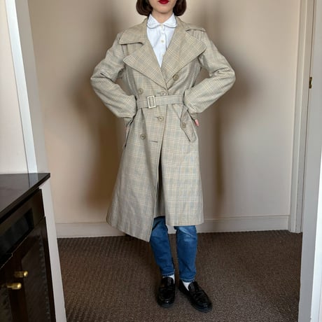 Vintage glen check trench coat