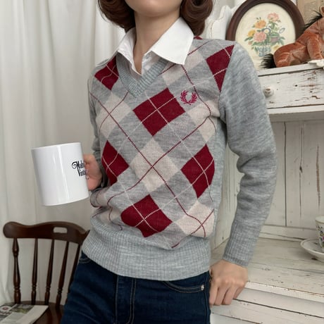 Vintage Fred perry argyle ckeck knit