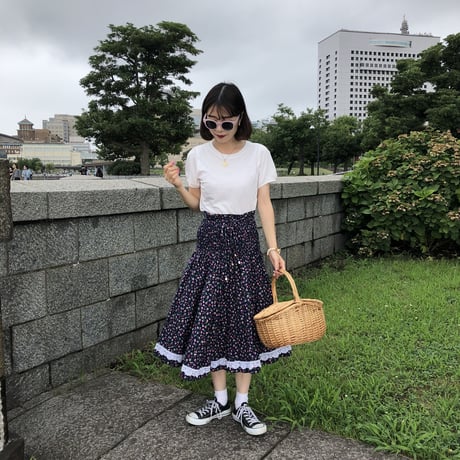 Floral cotton lace skirt