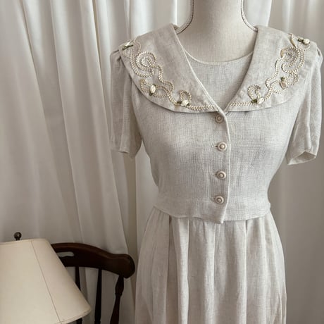 Vintage rose linen one-piece