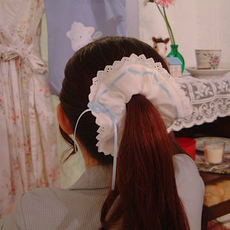 Vintage chou chou<frill baby blue ribbon>