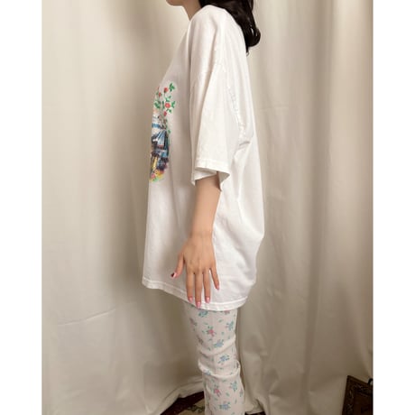 Vintage girly cat print T-shirt