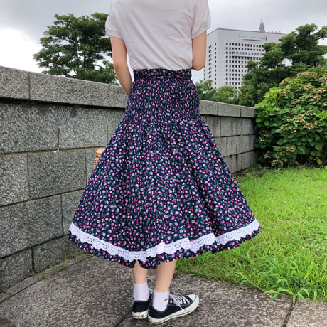 Floral cotton lace skirt
