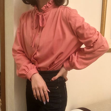 Orange pink stripe  blouse
