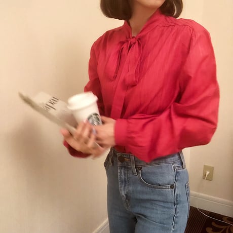 Raspberry pink ribbon  blouse