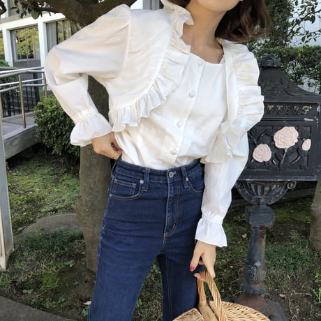 White frill blouse