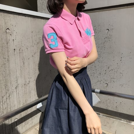 【Used polo shirt】『3』vivid pink