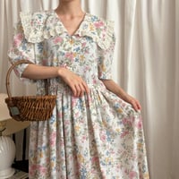 Vintage lace collar floral one-piece