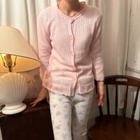 Vintage baby pink lace frill cardigan