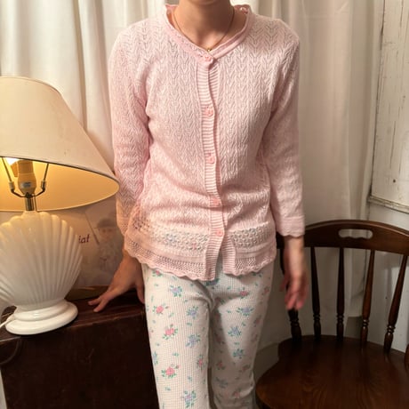 Vintage baby pink lace frill cardigan