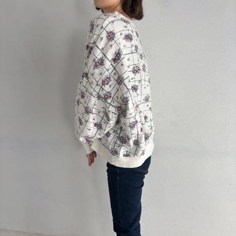 Vintage rose check pattern sweat
