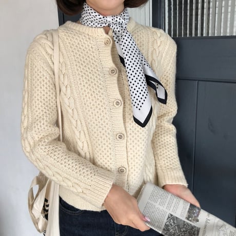 Vintage scarf【 black × white】