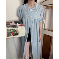 Vintage baby blue gingham check one-piece