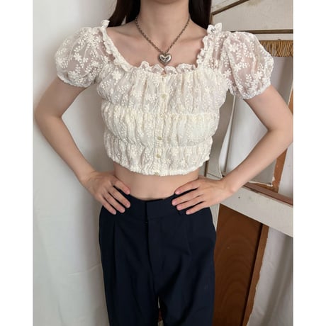 Vintage mini floral lace tops