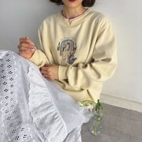 Vintage lemon yellow embroidery sweat