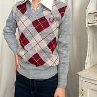 Vintage Fred perry argyle ckeck knit