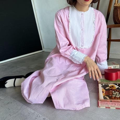 Vintage waitress pink stripe one-piece