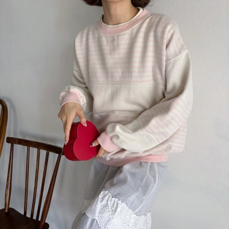 Vintage baby pink stripe sweat