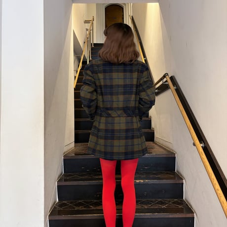 Vintage British check wool coat
