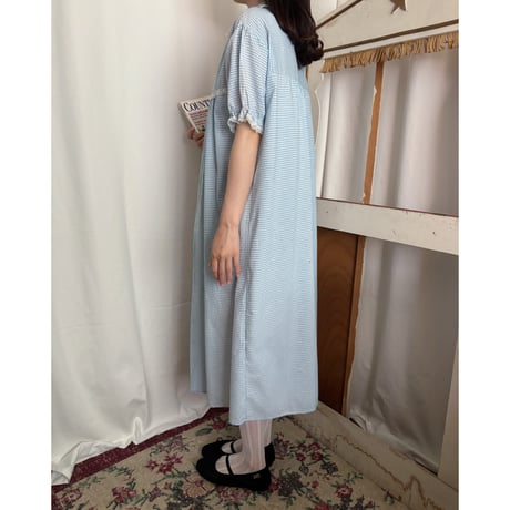 Vintage baby blue gingham check one-piece