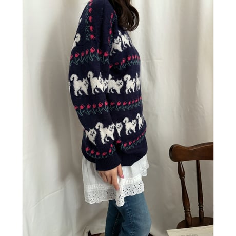 Vintage lovely cat pattern knit