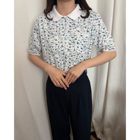 Vintage floral pattern polo shirt