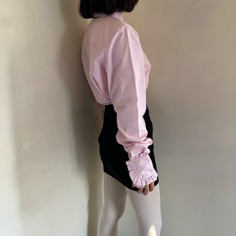 Vintage pink frill stripe blouse