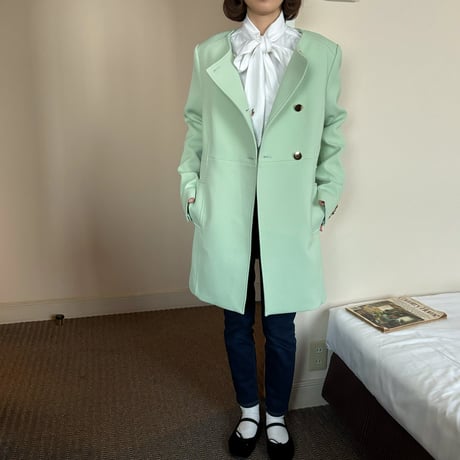 Vintage mint collarless spring coat
