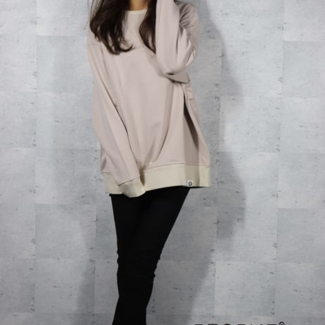 back logo sweat shirt/BEG(ETS-2002)