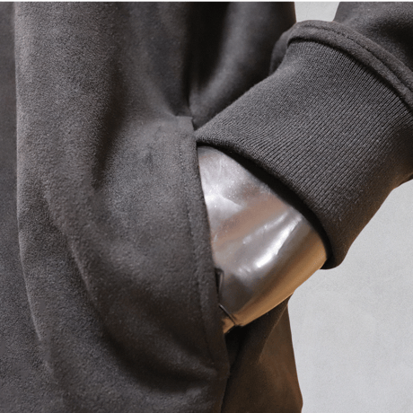 fake suede high neck sweat /BK(ETS-2019)