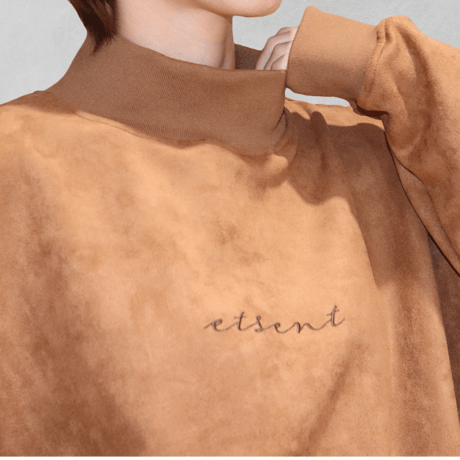 fake suede high neck sweat /BRN(ETS-2019)