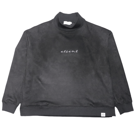 fake suede high neck sweat /BK(ETS-2019)