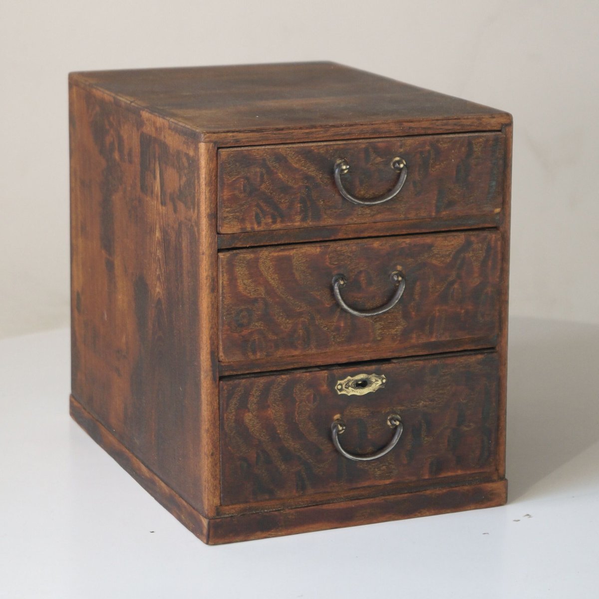 古い小引き出し3段 昭和初期 木製3段小引き出し | 安濃古道具店