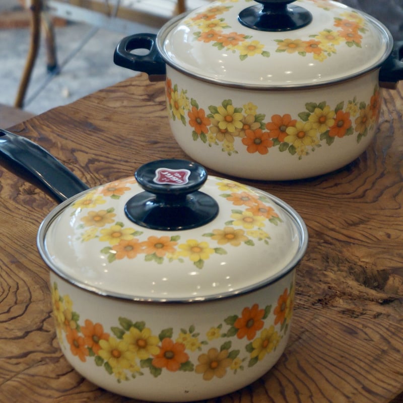DEADSTOCK Noritakeホーロー鍋 2点セット | 安濃古道具店