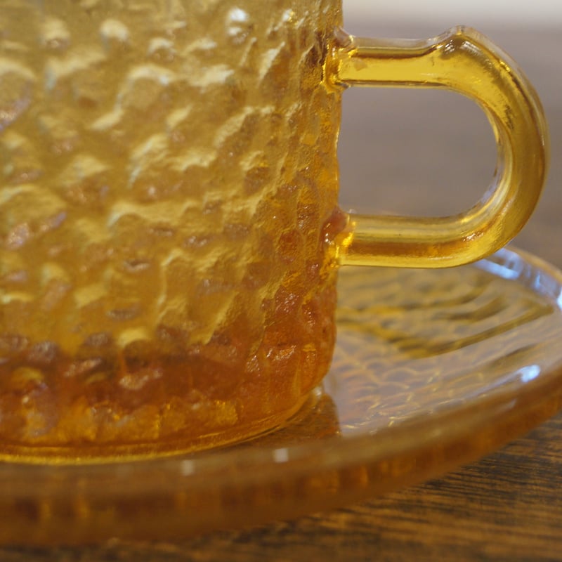 アンバーグラス六角形コーヒーカップセット カップ＆ソーサー｜アンバー｜耐熱ガラス | 伏見屋ガラス店